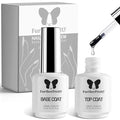Gel Base and Top Coat Set, 2PCS 15ml Soak Off Gel Nail Polish, No Wipe Top Coat & Base Coat for UV LED Nail Lamp, Long-Lasting base para uñas en gel, Professional Manicure supplies