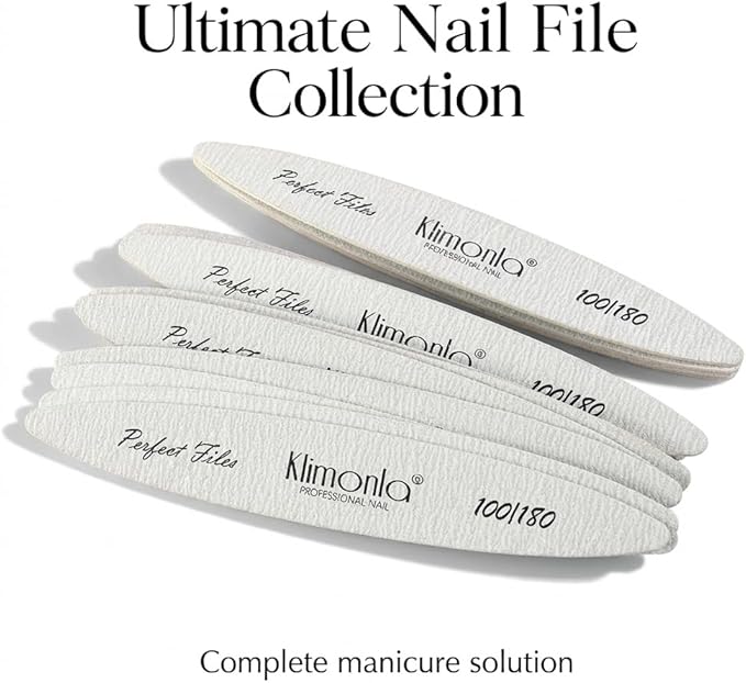 25pcs Professional Oval Nail Files Emery Board Set 100/180 Grit Dual-Grit Buffer Files for Natural & Acrylic Nails Tools Suit for Home Salon