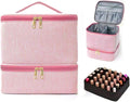 Nail Polish Organizer Aesthetic Nail Organizers and Storage, Bow Nail Supplies Kit Organizer Travel Carrying Case for Manicure Tools (Stripe Pink, 2 Layer)