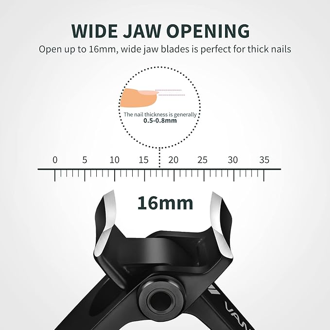 Nail Clippers for Thick Nails, 16mm Wide Jaw Opening Oversized Toenail Clippers Cutter with Sharp Curved Blade and Nail File, Heavy Duty Stainless Steel Fingernail Clippers for Seniors Elderly