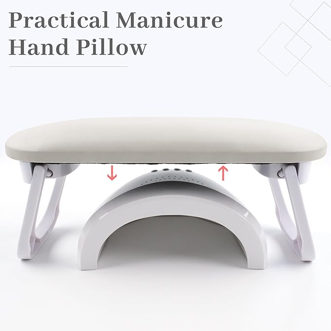 Nail Arm Rest, Professional Foldable PU Leather Nail Hand Rest with PVC Table Mat for Acrylic Nails, Soft Nail Hand Pillow Non-slip for Manicure Salon Use (higher-Coffee)