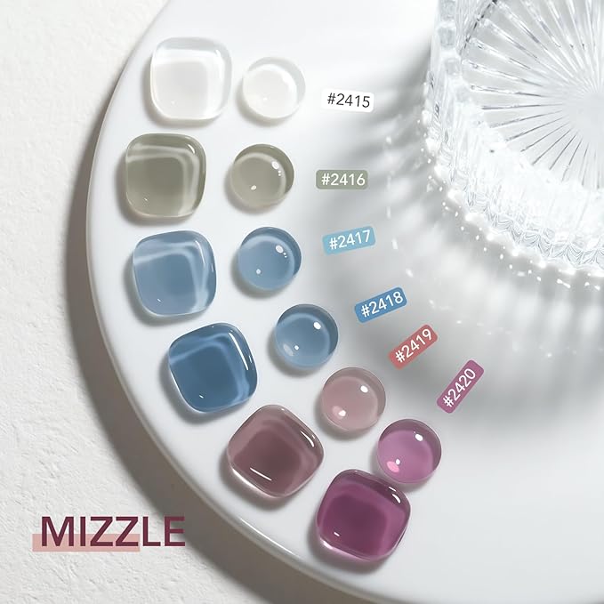 GAOY Mizzle Gel Nail Polish, Jelly Milky White Blue Gray Purple, Sheer Gel Polish Kit for Salon Manicure and Nail Art DIY at Home