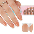 Misssix French Gel Nail Tips, 160Pcs French Tip Press on Nails Short Square Brown, No Need to File Tips Pre-lasting, Fake Nails for Nail Art DIY 16 Sizes
