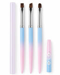 Nail Art Clean Up Brushes – 3pcs Flat, Angled & Oval Nail Brushes for Cleaning Gel Polish Mistakes on Cuticles & Fingers – Acetone-Resistant Gradient Handle Brushes for Nail Art Designs & Extensions