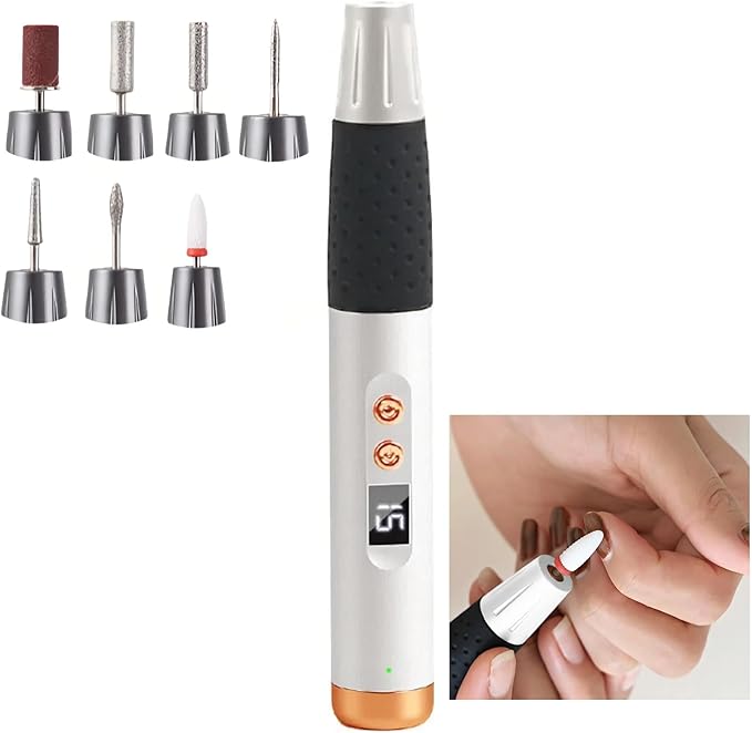 Cordless Nail Drill, Nail Drill Professional,15 Adjustable Speeds & 2 Direction Electric Nail File Kits, Portable Electric Nail Grinder Kits for Home Salon Manicure Pedicure Beginners(White).