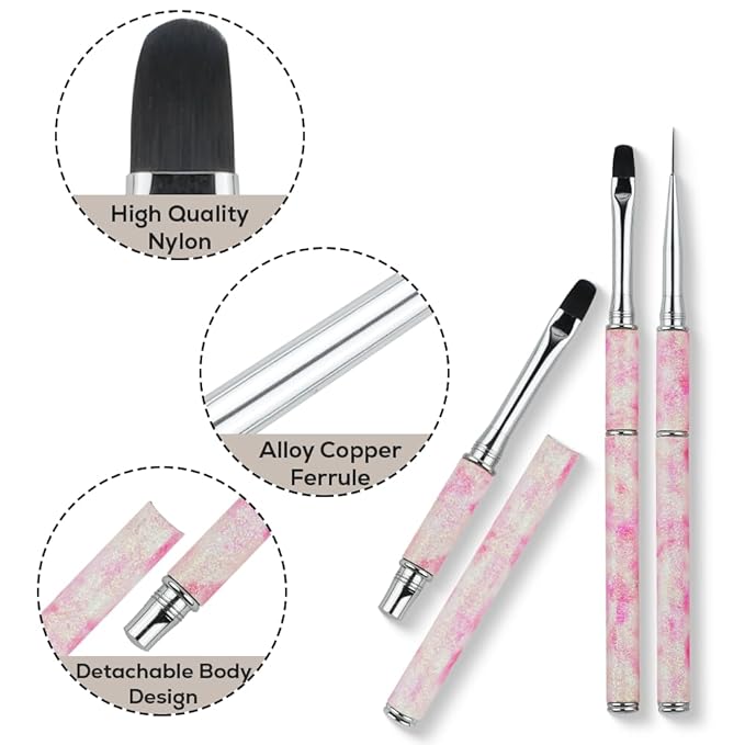 Nail Art Brushes Set Nail Art Design Pen Painting Tools with Nail Extension Gel Brush,Nail Polish Brush, Builder Nail Gel Brush, Nail Art Liner Brush for Salon Gift for Girls Women (Flower)