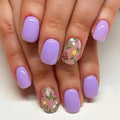 Short Press on Nails - Square Fake Nails with Flower Design - Cute, Spring, Purple False Nails Press ons - for Women 24 Pcs