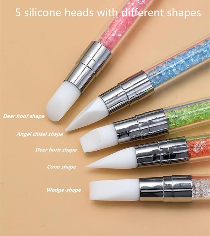 5PCS Dual Tipped Nail Art Sculpture Pen with 5PCS Dotting Pens, Double Ended Brush and Dotting Tool Kit, Nail Art Design Tools (10 Pcs Set)