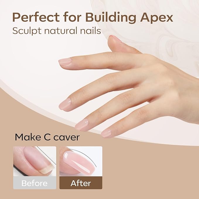 modelones Builder Nail Gel, Base Colors 8-in-One Jelly Caramel Brown Nude Pink Clear Builder Nail Gel Polish for Hard Extension Rubber Lamp Cured 6 Colors