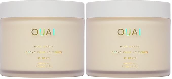 OUAI Body Cream, St. Barts - Hydrating Whipped Body Cream with Cupuaçu Butter, Coconut Oil and Squalane - Softens Skin and Delivers Healthy-Looking Glow - Sulfate-Free Skin Care (7.5 Oz) (Pack of 2)