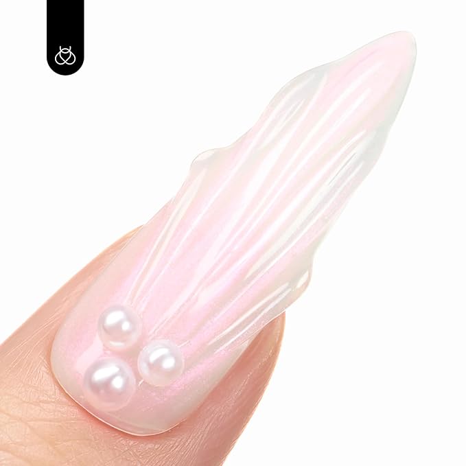 beetles Gel Polish 2 In 1 Pearlescent Glitter Gel Top Coat Pearl Nail Polish Glossy Shiny No Wipe Top Coat Soak Off UV Led Long Lasting Highly Shine Manicure Gifts for Women