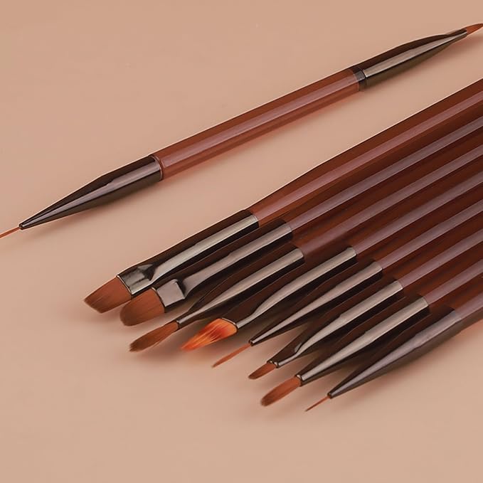 9 Pcs Nail Art Brushes Set, Nail Art Design Pen Painting Tools, Nail Extension Gel Brush Nail Art Slant Brush Nail Polish Brush Builder Nail Gel Brush Nail Dotting Pen Salon at Home Diy Manicure