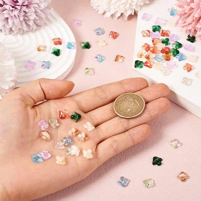 70Pcs Glow in The Dark Mushroom Nail Charms Luminous Resin Mushroom Nail Art Charms with Glitter Sequins Cute Nail Art Decoration for Manicure