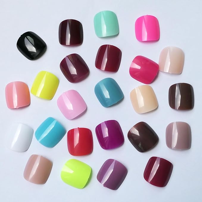 LoveOurHome Press on Toenails for Women Fake Toenails with Glue Tabs，576pc Toe Nails Press on Toe Nails Short Square Glue on Toenails Full Cover Artificial False Toenail Acrylic Toe Nails Pedicure