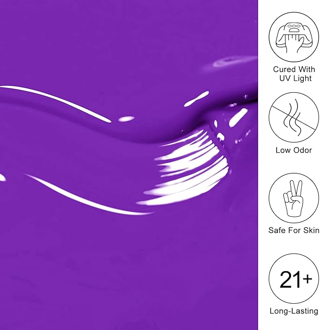 Imtiti Purple Gel Nail Polish, 0.5 Fl Oz Deep Purple Soak Off LED UV Nail Polish Spring Summer DIY Nail Art Starter Manicure Salon Kit