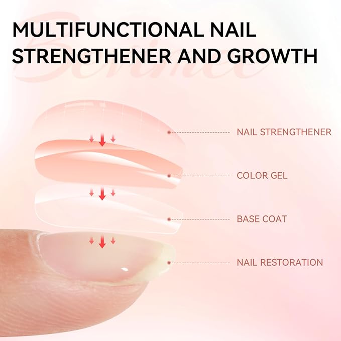 Nail Strengthener Natural Nails Hardener Extra Strong and Growth Nude Nail Repair Strengthening Polish Ridge Filler for Weak and Damaged Nails 12ML