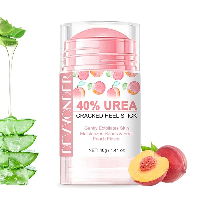 Urea Stick 40 Percent for Feet – Maximum Strength Heel Balm with 2% Salicylic Acid, Cracked Heel Treatment & Callus Remover, Hand & Foot Cream with Coconut Oil & Avocado Oil, Peach Flavor, 1.41 oz