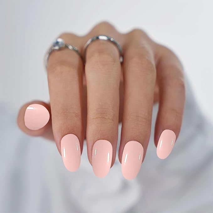 Semi Cured Gel Nail Strips Light Pink Gel Nail Stickers 20Pcs Full Polish Nails Wraps UV/LED Light Needed Gloss Nails Polish Strips for Women Includes Prep Pads, File, Wooden Cuticle Stick