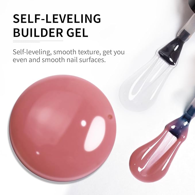 JODSONE Builder Gel for Nails,4Pcs 10ML Builder Gel Set, Nail Apex and Extension Strengthener Hard Need to Cured by Nail Lamp,Clear White Pink Brown