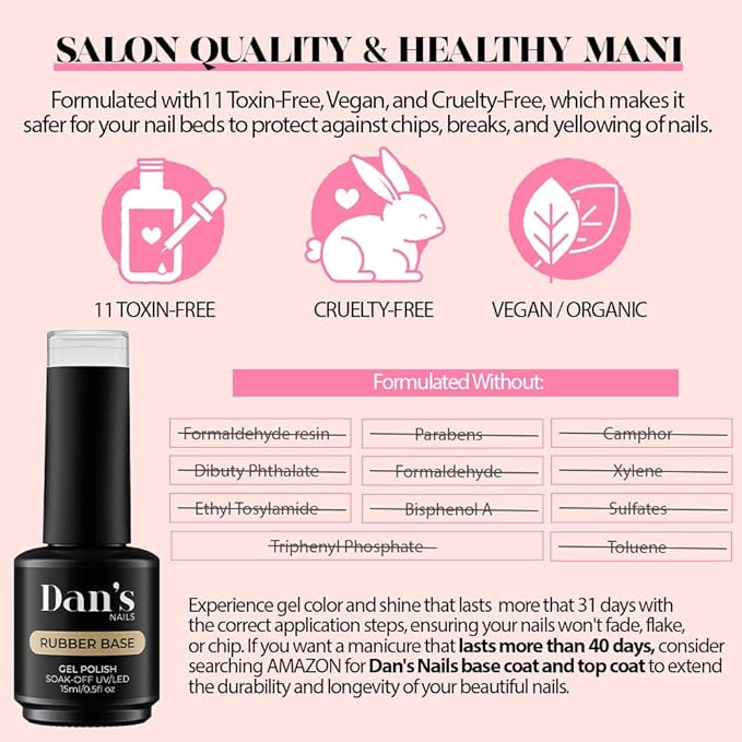 Dan's Nails Rubber Base Gel Polish Coat (Iguana Green)