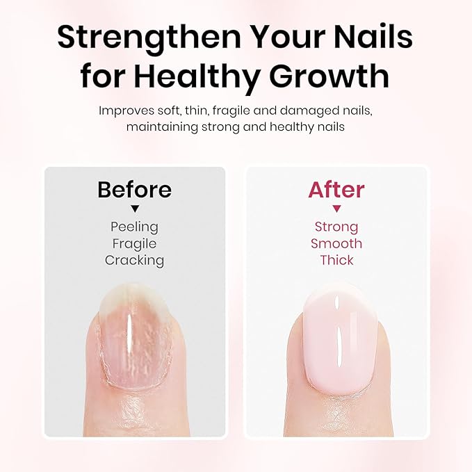 Quick Dry Milky Natural Nail Polish, Regular Fingernail Lacquer Help Nail Strengthener and Growth Nail Repair
