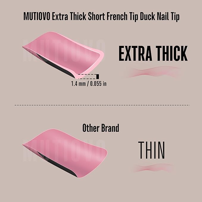 Black French Tip Short Duck Nail Tips Press on, BERRY PINK Extra Thick Pre-designed Soft Gel Nail Extension, Need Builder gel & Top, Coat Full Cover False Nails for DIY x 12 Sizes 240 pcs