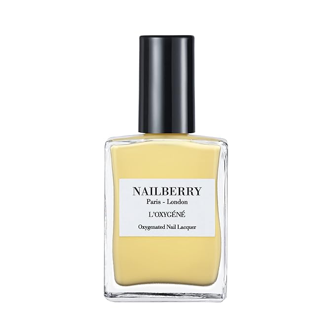Nailberry L'Oxygéné Oxygenated Nail Lacquer | Simply The Zest | Creamy Yellow Lemon Opaque Nail Polish | UV Protected & Long-Wear | 12-Free | Vegan | Certified Halal | Cruelty & Gluten Free | 15 ml