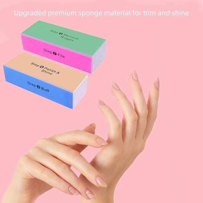 SKYPIA 2 Packs 4 Way Nail Buffer Block Nail Files and Buffers, Smooth & Buff & Shine Professional Nail Files (2 Counts)