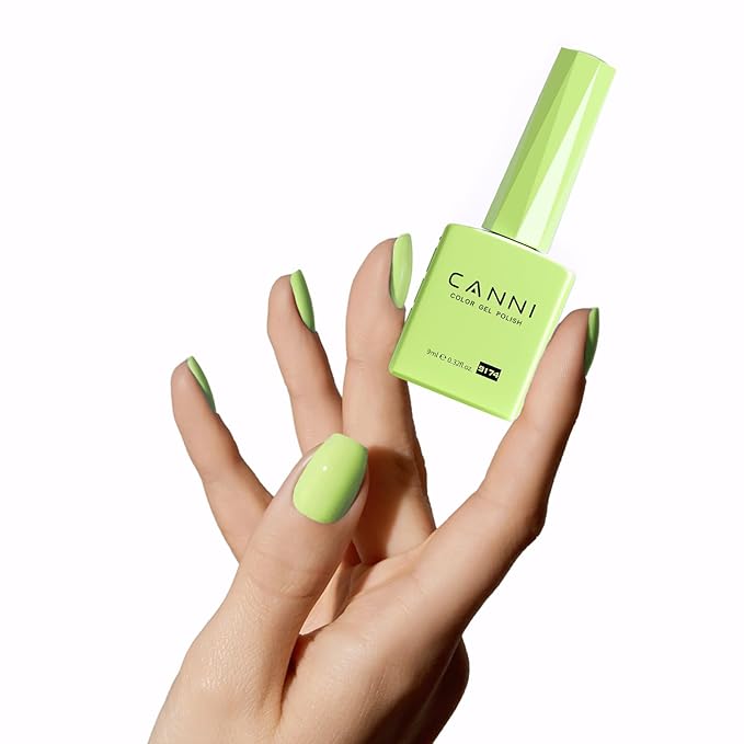 CANNI Lime Green Gel Nail Polish, 1Pcs Light Pastel Green Sage Gel Polish Mint Color Soak Off U V Nail Manicure Salon DIY at Home