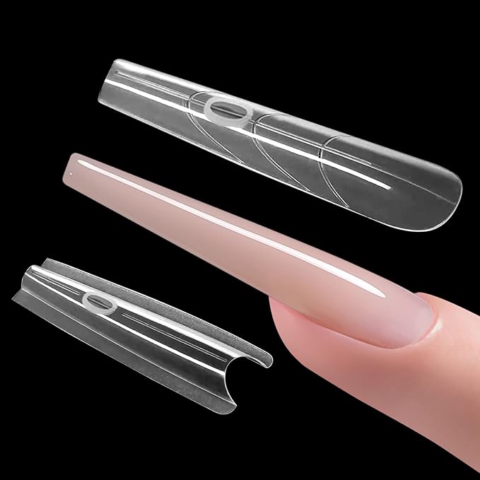 240 PCS Sandwich Nail Dual Forms, 14 Sizes Nail Tips for Builder Gel, Dual Forms for Polygel, Nail Extension for Beginner & Professional, Create Salon Quality Nail Art at Home (Trapezoidal)