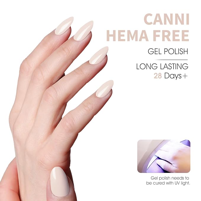 CANNI Nude Pink Gel Nail Polish, 1Pcs Pink Nude Gel Polish Light Color Soak Off U V Nail Manicure Salon DIY at Home