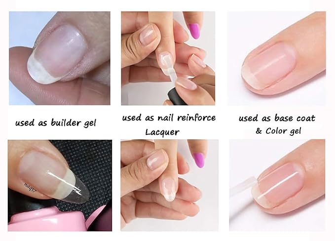AIMEILI Clear Building Nail Gel Hema Free Builder Base for Nail Repair Nails Extension Nail Strengthen, No Need Slip Solution Quick Extension Gel