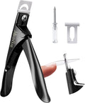 MelodySusie Acrylic Nail Clippers, Professional Nail Clippers Cutters for Acrylic Nails Fake Nail Tips, Adjustable Stainless Nail Trimmer, Manicure Tool for Salon Home Nail Art, Black