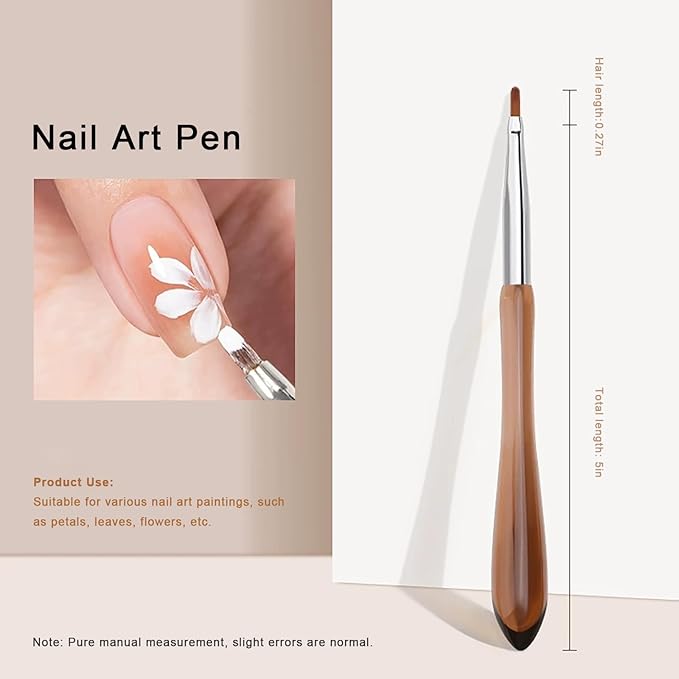 SILPECWEE Acrylic Nail Brush, Nail Art Brushes Daisy Pen - Versatile Nail Drawing Pen for Petals, Leaves, Flowers Nails Art Designs Tool for DIY Salon