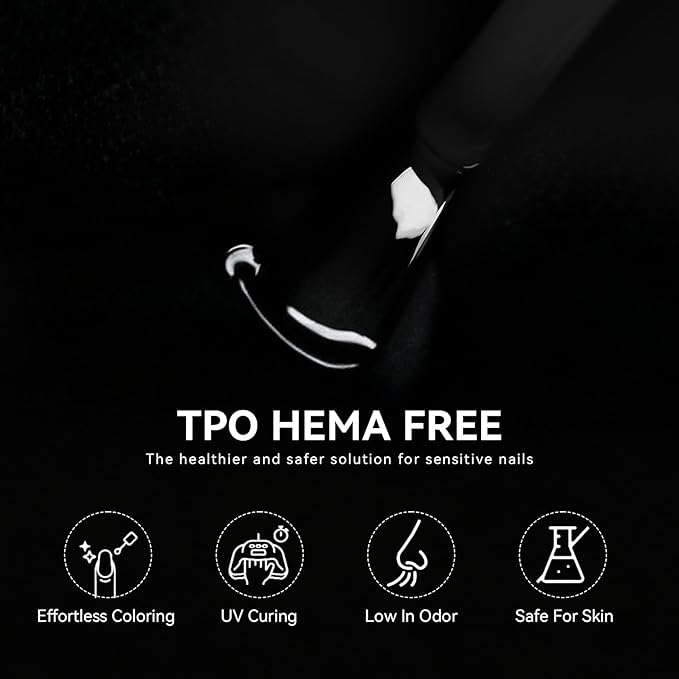 MEGIOR Black Gel Nail Polish 0.5 Fl Oz Black Soak Off UV LED Lamp Light Cure Gel Polish Kit for Salon and Nail Art Starter Manicure DIY at Home