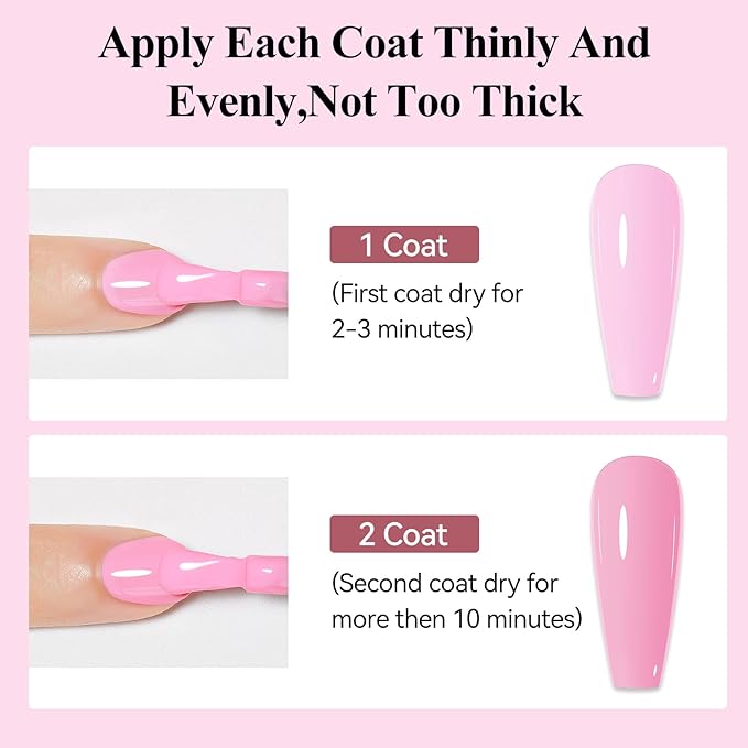 Nail Polish Light Pink Quick Dry Nail Lacquer Sheer Color, Regular Barbie Pink Fast Dry Fingernail Polish Bulk Non Gel Long-Lasting DIY Salon Valentine's Day Gift for Women