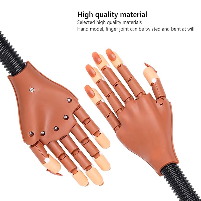 Practice Hand for Acrylic Nails, Flexible Nail Training Maniquin Fake Hand, Moveable Practice Nail wth 200 Pcs Replaceable Nails for Acrylic Nail Manicure DIY