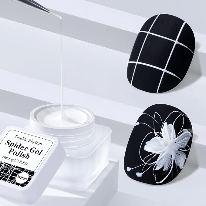 Double Rhythm 3D Nail Gel Solid Sculpting Gel for Nail Art Non-Sticky Hard Gel for Building Carving Molding Nail Extension Soak Off UV/LED Salon Home DIY 0.5 Oz(Spider White)