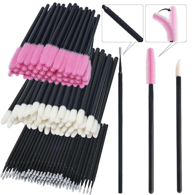 300 Pack Disposable Spoolies Brushes Sets Mascara Wand Lip Brushes Cotton Swab for Eyebrow Eyelash Extension Tattoo Lipstick Applicator