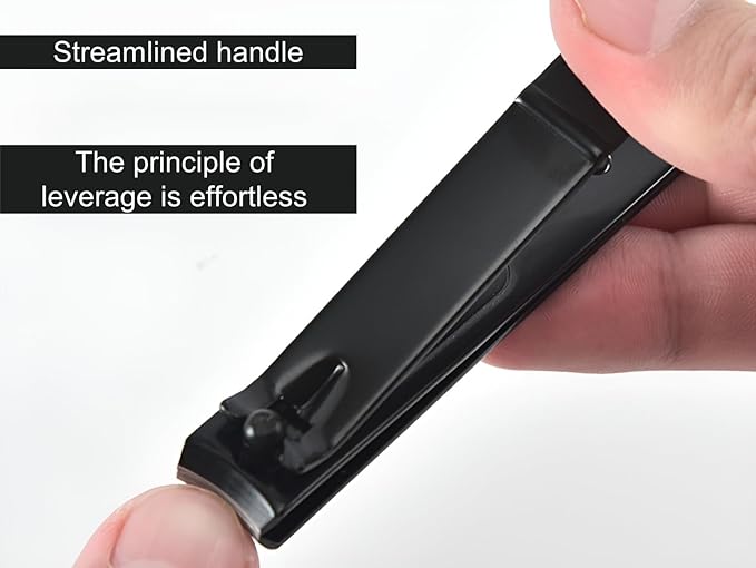 FIXBODY Nail Clippers, Black Stainless Steel Fingernail & Toenail Clippers & Nail File,Great Christmas Gift,Stocking Stuffers for Men and Women