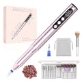 Electric Nail Drill Cordless, 35000RPM Portable Electric Nail File with LCD Display and 12 Nail Drill Bits for Acrylic & Gel Nails, Professional Manicure & Pedicure Kit Set Pink