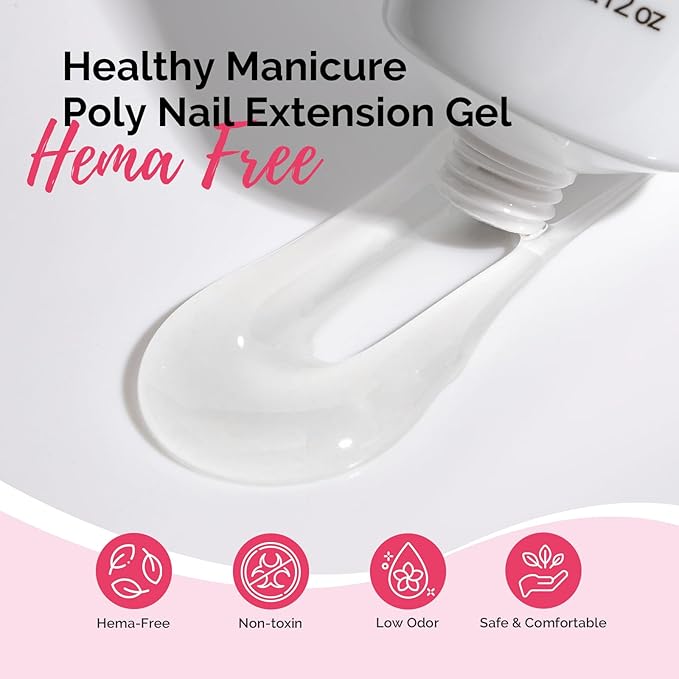 MelodySusie Poly Gel, 60g Hema-Free, Nail Extension Nail Thickening Builder Gel UV Lamp Cured Art Design Manicure Gift for Women Clear