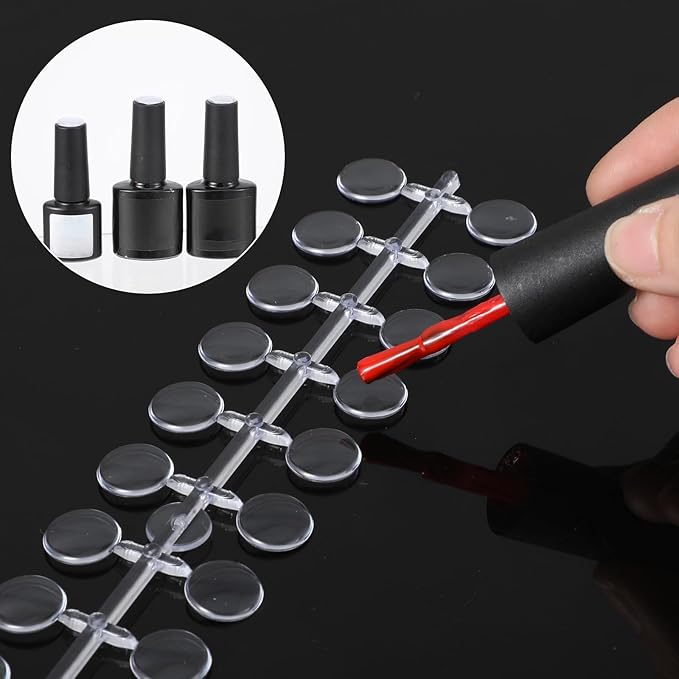 360 Pcs Round Nail Polish Swatches Dots, Clear Nail Swatches for Gel Polish, Nails Color Display Tips with Adhesive Stickers, Nails Swatch Book for Polishes DIY Training Practicing Displaying