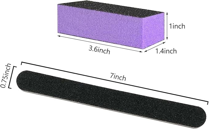 5 Pack Nail File and Buffer Block, Professional Manicure Tools Kits, 100/180 Grit, Black Nail Pedicure File and Sanding Buffing Grinding Plisher File