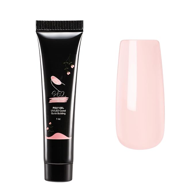 SEQ Poly Extension Gel Kit – SUMMER BLUSH Neutral Builder Formula with Base & Top Coat, Easy Application for Salon-Style Extensions, Includes Brush & Gift Bag