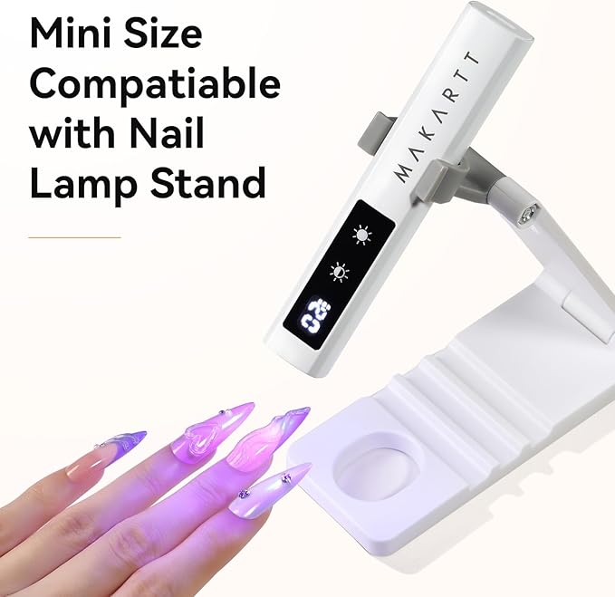 Makartt UV Nail Lamp, Handheld Flash Cure Lamp with Painless Mode Rechargeable Portable Nail Light 800mAh with LCD Display & 3 Timers for Home & Salon(White)