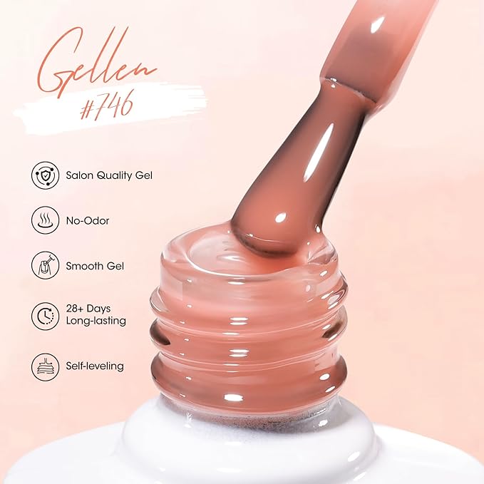 GELLEN Nude Gel Nail Polish, Jelly Nude U V Gelpolish French Tip Gel Nail Polish Set Soak off French Manicure Kit for Nail Art