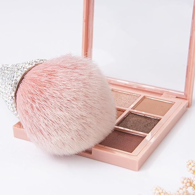 2 PCS Nail Art Dust Brush Shiny Rhinestone Fust Brushes Ultra Soft Nylon Dust Brush for Loose Face Cosmetics Blending Liquid Foundation Powder Make Up Brushes Cleaning Tools Shape Nail & Makeup Brus