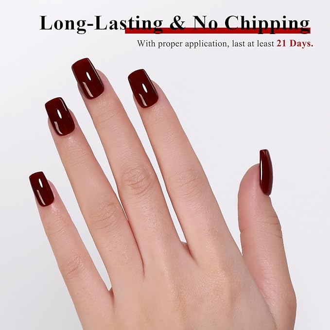 Imtiti 10ml Burgundy Red Gel Nail Polish Long Lasting Soak Off UV Led Fall Gel Polish Salon DIY at Home Gift for Women 1Pcs