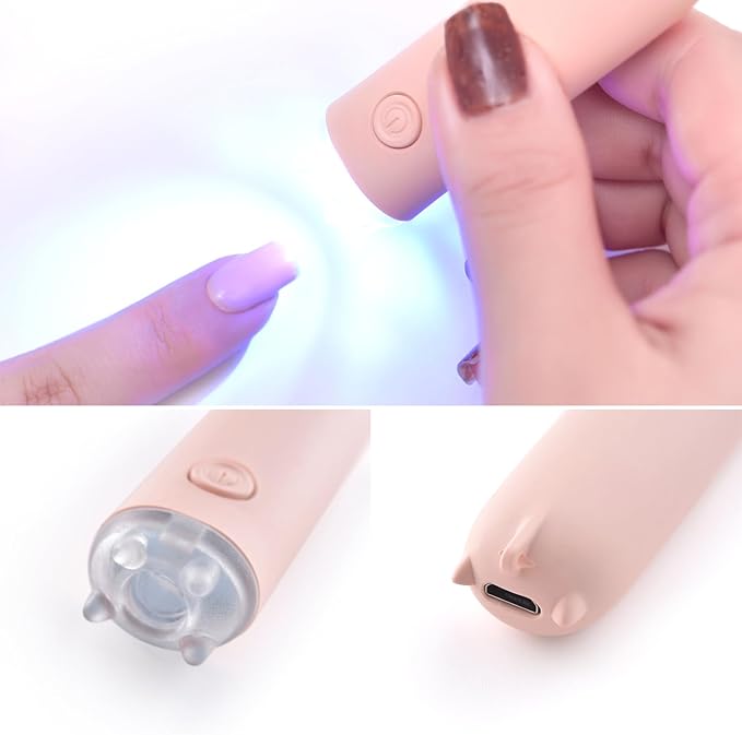Mini Handheld UV Light for Gel Nails Portable Cordless Nail Lamp Rechargeable USB Nail Dryer Pen for Fast Curing, DIY Nails Tool, Pink, for Home DIY & Nail Salon